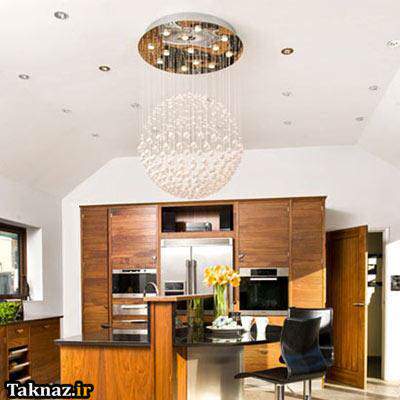 image طراحی مدرن آشپزخانه با نور و چراغ