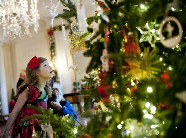 image تزیین درخت کریسمس با زیورآلات در کاخ سفید