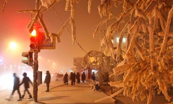 image دمای هوا  شهر یاکوتسک  سیبری روسیه ۴۶ درجه زیر صفر