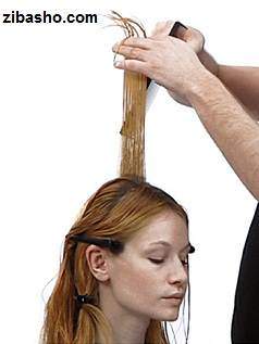 image آموزش تصویری کوتاه کردن موی بلند زنانه و رنگ زدن مسی طلایی
