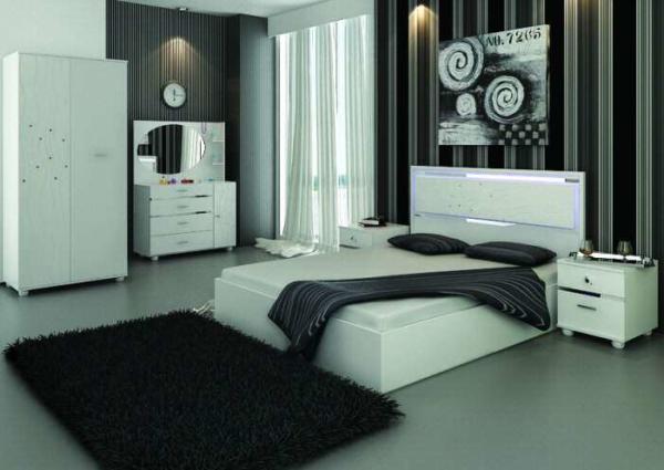 image ایده های جدید چیدمان اتاق خواب ترکیب رنگ سیاه و سفید