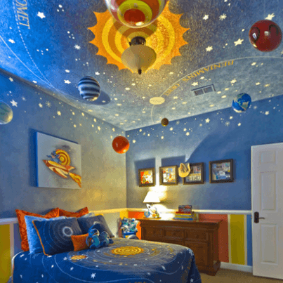 image مدل جدید طراحی اتاق پسر بچه مدل فضایی