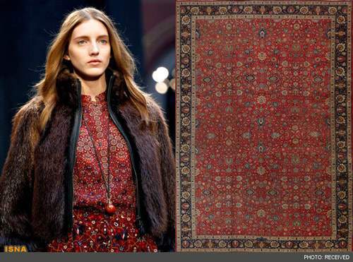image عکس لباس مدل های معروف دنیا ساخته شده از فرش ایرانی
