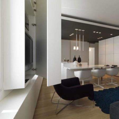 image تصویری دکوراسیون مدرن و سفید آپارتمان کوچک