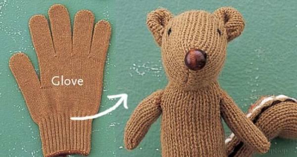 image آموزش تصویری ساخت عروسک خرس با دستکش کهنه