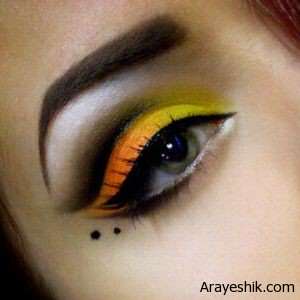 image آموزش کامل تصویری آرایش چشم رنگ های پرتقالی