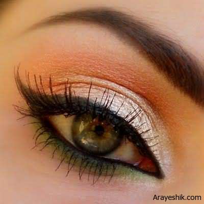 image آموزش کامل تصویری آرایش چشم رنگ های پرتقالی