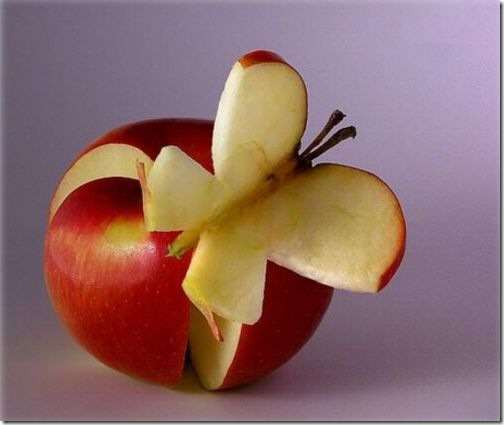 image برش سیب شکل پروانه تزیین سیب