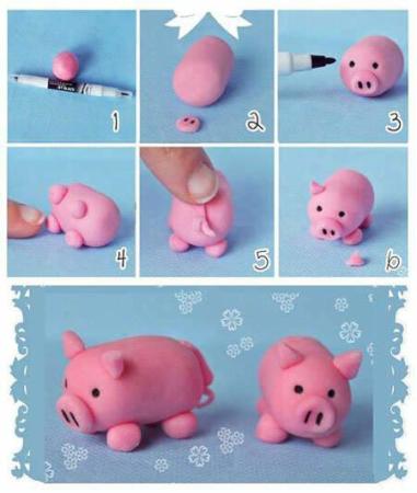 image آموزش مرحله ای ساخت خوک صورتی خمیری با عکس