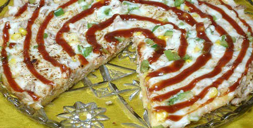 image آموزش تصویری پخت پیتزای مرغ در خانه