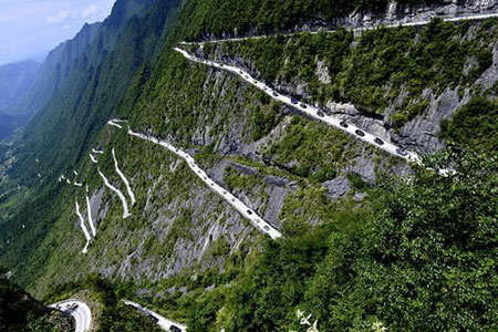 image جاده های پرپیچ و خطرناک کوه انشی چین