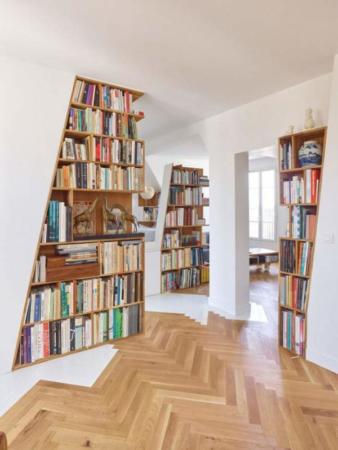 image دکوراسیون دیوارهای خانه با کتابخانه و نحوه چیدن آن