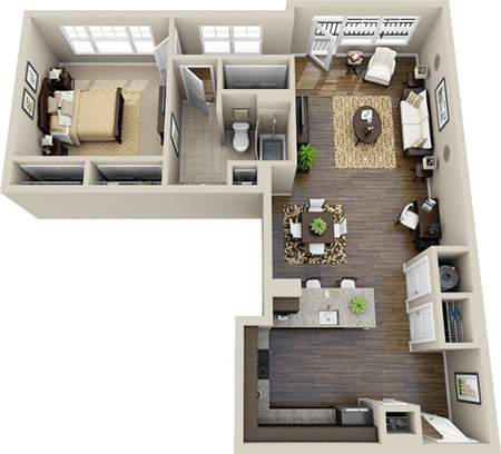 image نقشه های معماری خلاقانه آپارتمان های کوچک یک خوابه