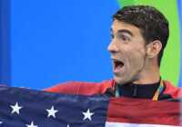 image شادمانی مایکل فلپس شناگر از کسب مدال طلای المپیک ریو