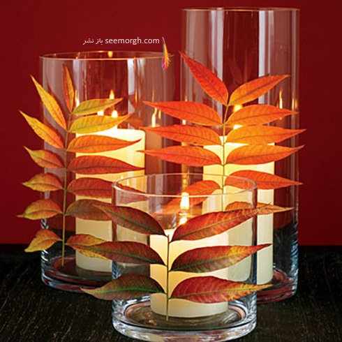 image ساخت شمع های زیبای پاییزی با شیشه ها و مواد دور ریختنی