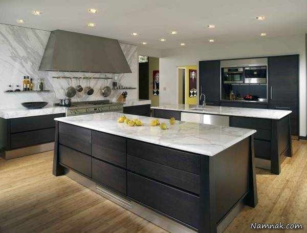 image عکس جدیدترین مدل های کابینت آشپزخانه ترکیب رنگ مشکی سفید