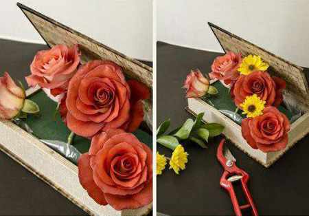 image آموزش تصویری ساخت سبد گل با صندوقچه تزیینی قدیمی