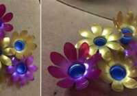 image آموزش عکس به عکس ساخت جاشمعی گل با بطری های پلاستیکی