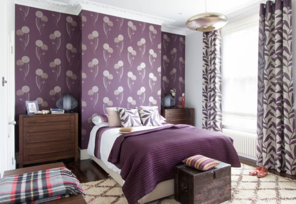 image ایده های جدید و شیک طراحی اتاق خواب با رنگ بنفش